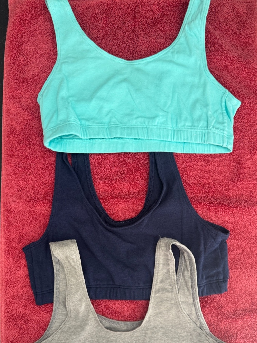 Hanes Scoop Neck Crop Tank Trio - Aqua, Navy, Gray
